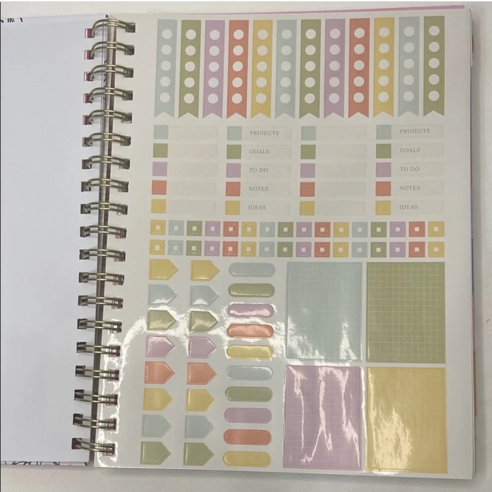 Betsey Johnson White Floral Planner with Hot Pink Spine and Gold Accent